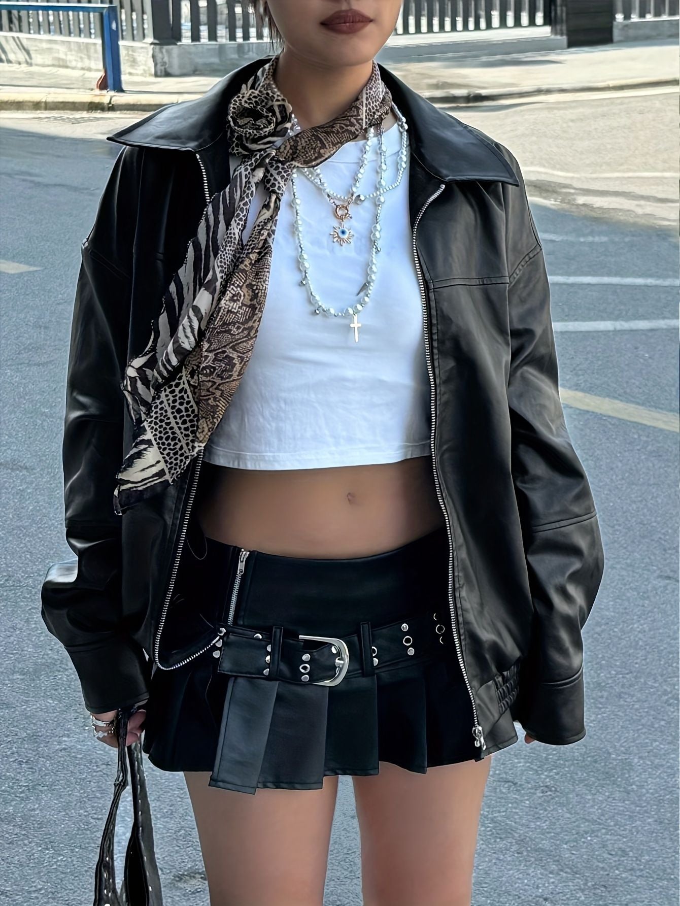 Autumn Women's Faux Leather Jackets 2025 Fall Long Sleeve Bomber Jacket Lapel Zip Up Motorcycle Coats Winter Clothing