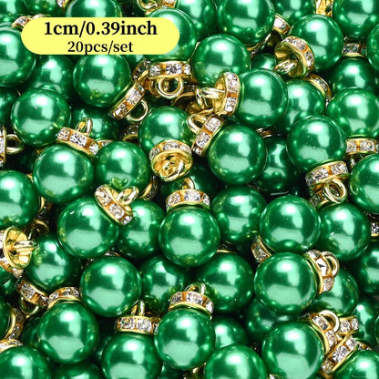 20pcs/set Shiny CCB Christmas Beads Pendant Classic Golden Rhinestone Spacer Beads For Earrings  Making Fashion Accessories