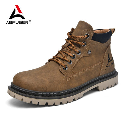 Botas Masculinas Feitas à Mão, Botas de Tornozelo de Inverno em Couro, Sapatos de Outono para Caminhada ao Ar Livre, Tênis, Botas Masculinas de Cano Alto, Calçados Antiderrapantes
