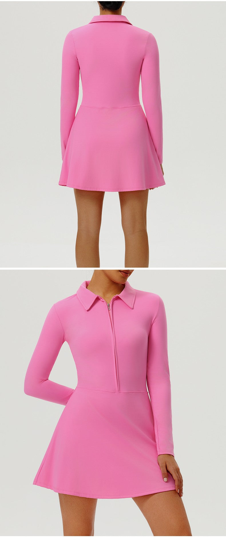 Yoga Long Sleeved Dress Women's Long Sleeved Zipper Skirt Breathable Gym Outdoor Running Yoga Tennis Skirt Quick-Dry Tracksuits.