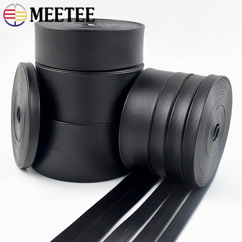 5Meters 3-50mm Black PU Leather Cords Soft Ribbon Band Bag Strap Webbing Necklace Jewelry Decor Tape DIY Sewing Accessories