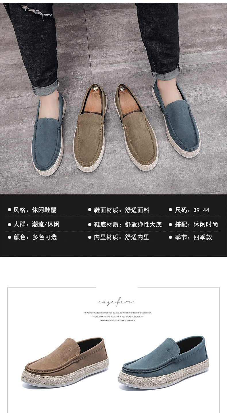 Men Loafers Shoes Summer Shoes Man New Fashion Canvas Footwear Soft Flat Comfy Flock Suede Leather Men Casual Vulcanized Shoe