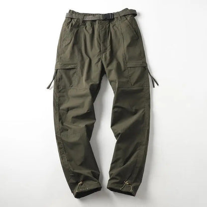 Calças Masculinas de Caminhada ao Ar Livre em Fleece Engrossado Corta-Vento Impermeável Soft Shell Reta Calças de Trabalho Resistentes ao Frio e Quentes