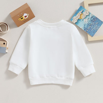 Toddler Baby Boy Girl Long Sleeve Crewneck Pullover Sweatshirt Outfits Solid Color Casual Clothes
