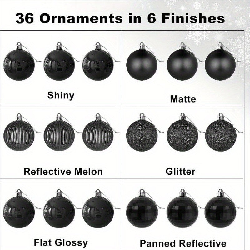 36-pack Shatterproof Mini Plastic Ball Ornaments - Christmas Tree, Halloween, Autumn, Winter Hanging Decoration Balls