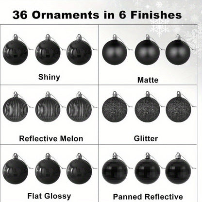 36-pack Shatterproof Mini Plastic Ball Ornaments - Christmas Tree, Halloween, Autumn, Winter Hanging Decoration Balls