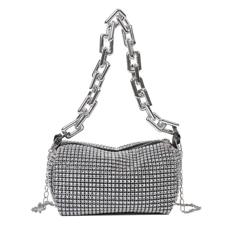 Luxury Rhinestone Bucket Bag Glitter Chain Prom Purse Women's Dinner Package Fashion Female Shoulder Bag