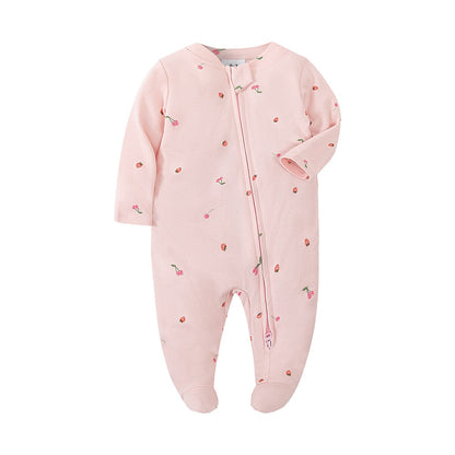 Newborn Footed Pajamas Zipper Girl and Boy Romper Long Sleeve Jumpsuit Cotton Solid White Fashion 0-12 Months Baby Clothes ?