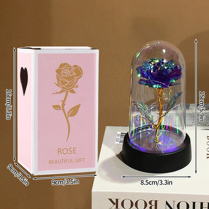 Eternal Rose Flowers Artificial Foil Flower in Glass Glow Immortal Flower LED Roses Lamp Flores Eternas Christmas Lover Gift