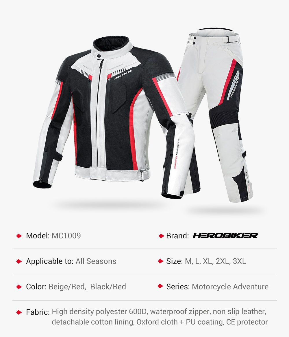 HEROBIKER Waterproof Motorcycle Jacket Man Racing Jacket Wearable Motorcycle Pants Moto Clothing With EVA Protection