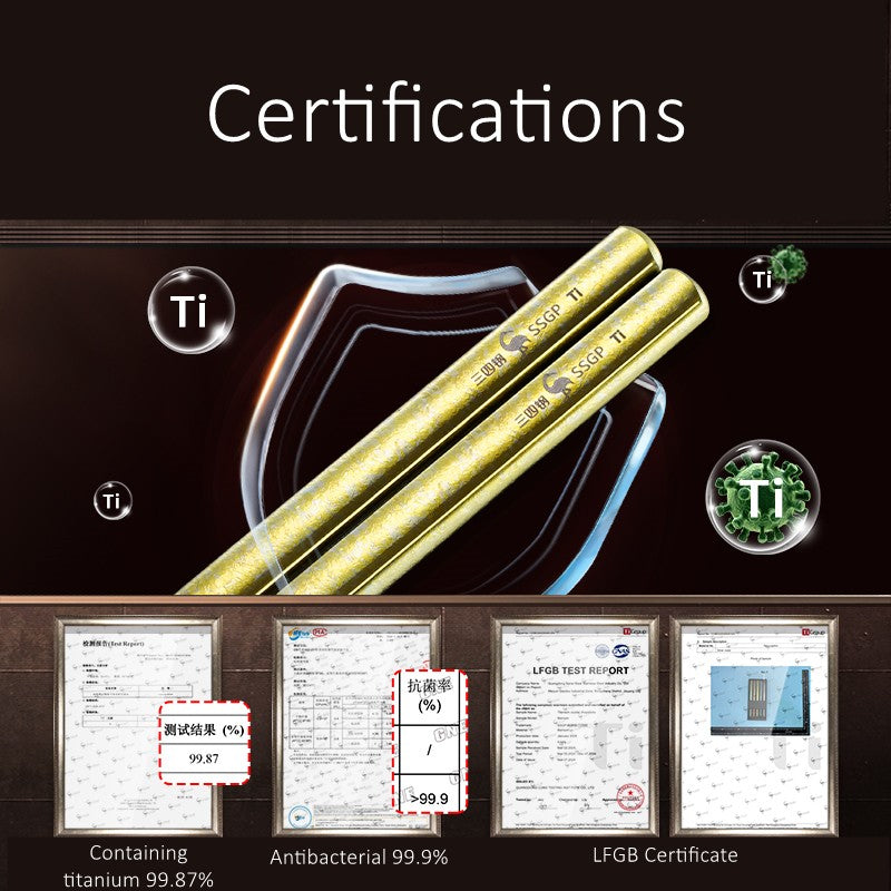 Luxury 10 Pcs Pure Titanium Chopsticks Corss Infection Avoid 5 Color Heat Insulation LFGB Certificate Chinese Family Tableware