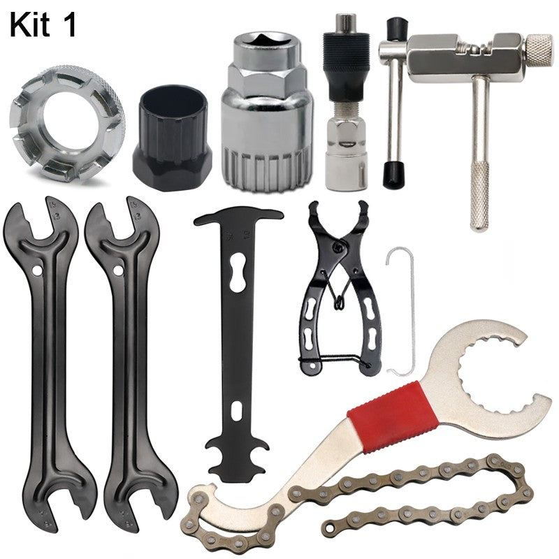 Conjunto de Ferramentas para Reparo de Bicicleta Quebrador de Corrente Extrator de Pedivela MTB Régua Medidora de Corrente de Bicicleta Removedor de Cassete Ferramentas de Reparo para Ciclismo ao Ar Livre