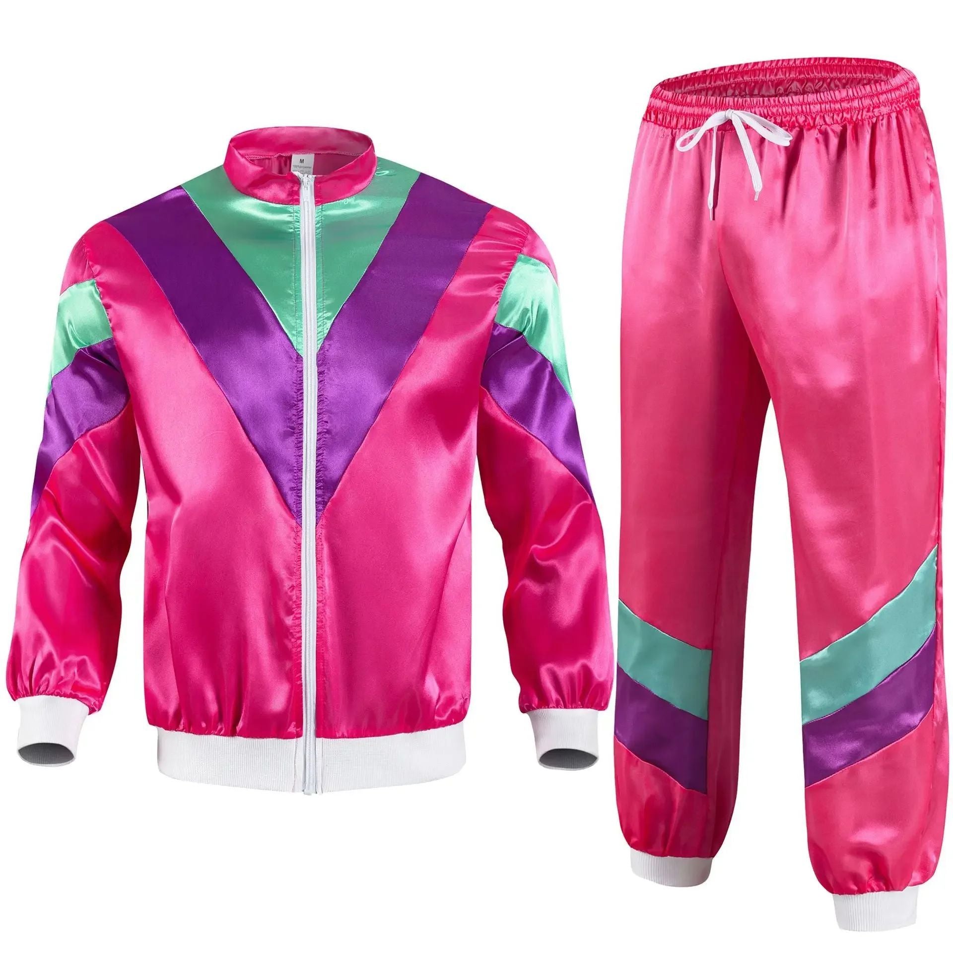 1990s Disco Tracksuit 2pcs Jogging Wear Retro Style Carnival Theme Party Suit Live Cosplay Jacket and Pants  cosplay costumes