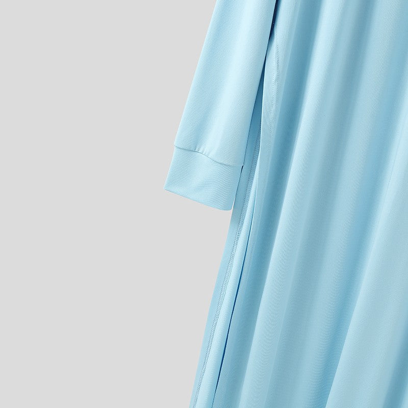 INCERUN Men Sets Solid Color Long Sleeve Long Style T Shirt & Pants Two Pieces Sets Loose Streetwear Fashion Casual Men Suits