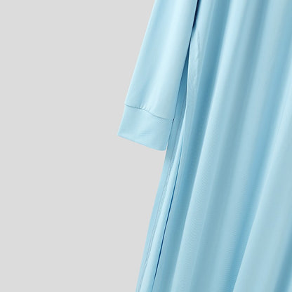 INCERUN Men Sets Solid Color Long Sleeve Long Style T Shirt & Pants Two Pieces Sets Loose Streetwear Fashion Casual Men Suits