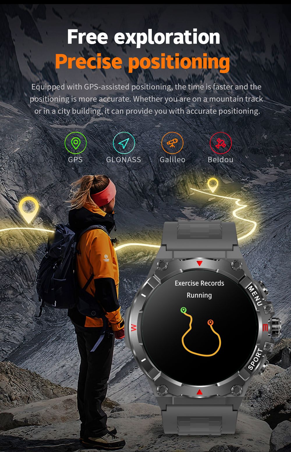 Smartwatch COLMI V76 GPS 2025 Tela AMOLED Ultra 1.43" Bússola e Altímetro Integrados Chamada Bluetooth Smart Watch Bateria 500mAh