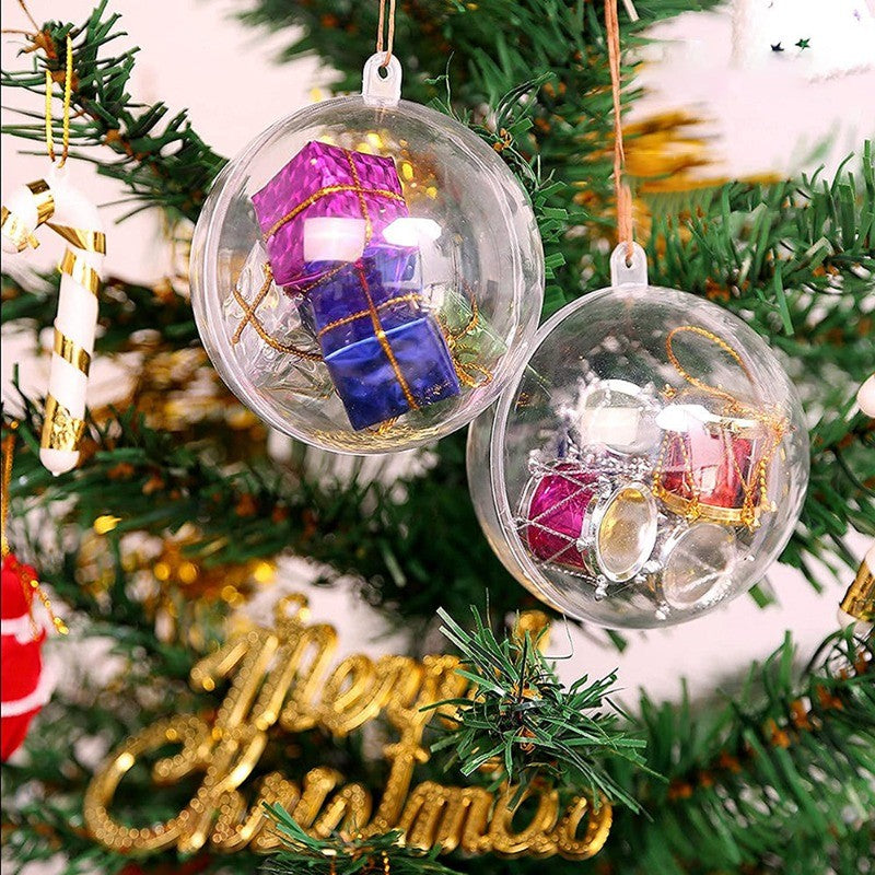 1-15pcs Creative Christmas Clear Plastic Hollow Ball Bright More Size Ornaments Holiday Decor Hanging Balls Party Wedding Decor