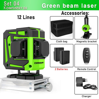 Nível a Laser Clubiona 16/12 Linhas linha verde Autonivelante 360 Horizontal e Vertical Nível a Laser de Feixe Verde Super Potente