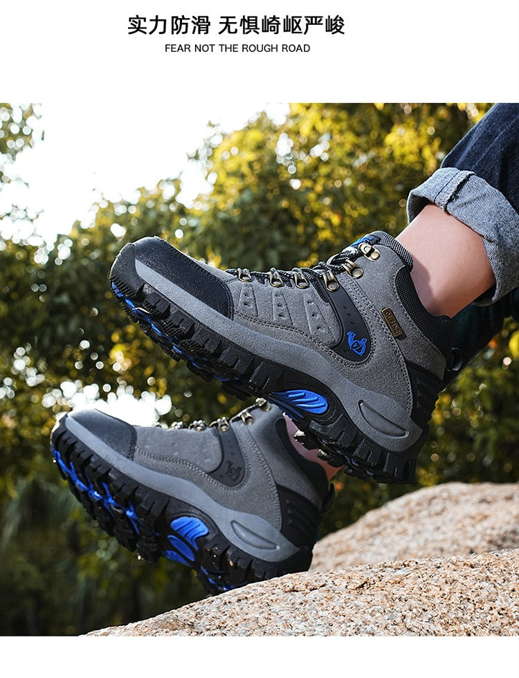 Botas Masculinas Clássicas Modernas para Tornozelo Botas de Caminhada Resistentes ao Desgaste em Camurça de Vaca Tênis de Caminhada Confortáveis Masculinos Sapatos Táticos