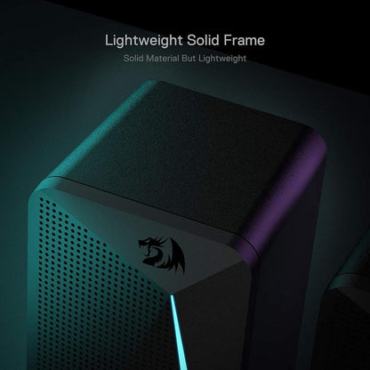 Redragon GS510 Waltz RGB Desktop Speakers, alto-falantes estéreo 2.0 para PC com 4 modos de retroiluminação LED coloridos, aprimorado