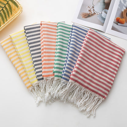 Cotton Turkish Striped Beach Towel 90*180CM Sauna Spa Gym Sport Fitness Fringed Bath Towel Kitchen Soft Absorbent Quick Drying