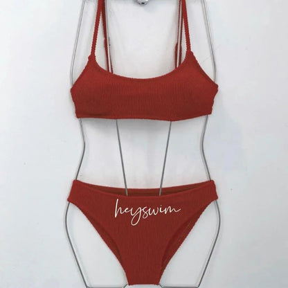 Multicolor Korean Japanese Style Bikini Set Women's Holiday Swimwear Girl's Color Separate Design Fashionable Beachwear