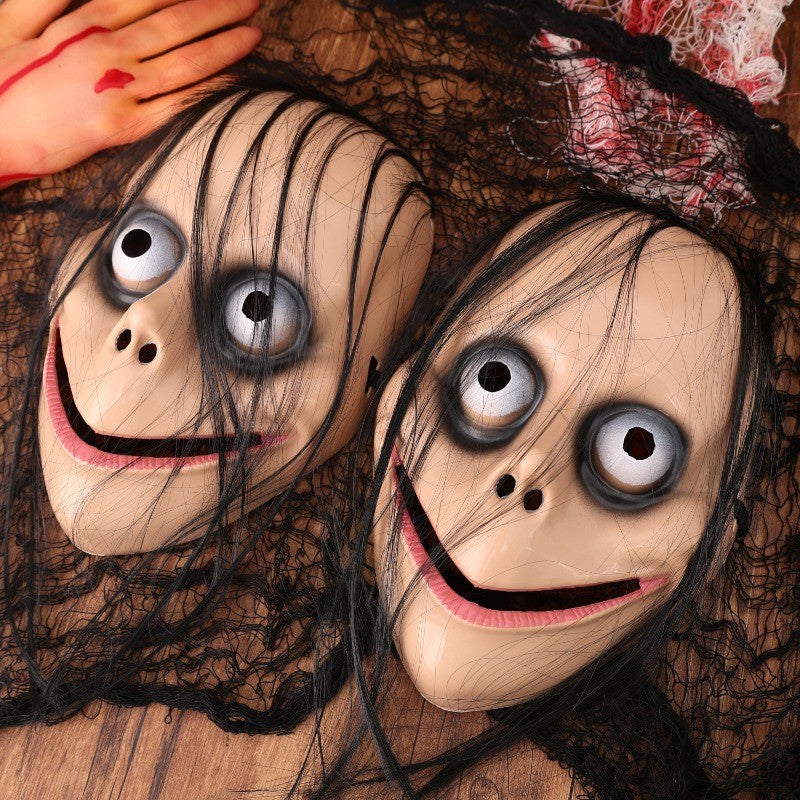 Funny Scary Halloween Mask Exaggerated Monster Face Mask Long Hair Spooky Cosplay Costume Accessory for Adults Party Deco Gift