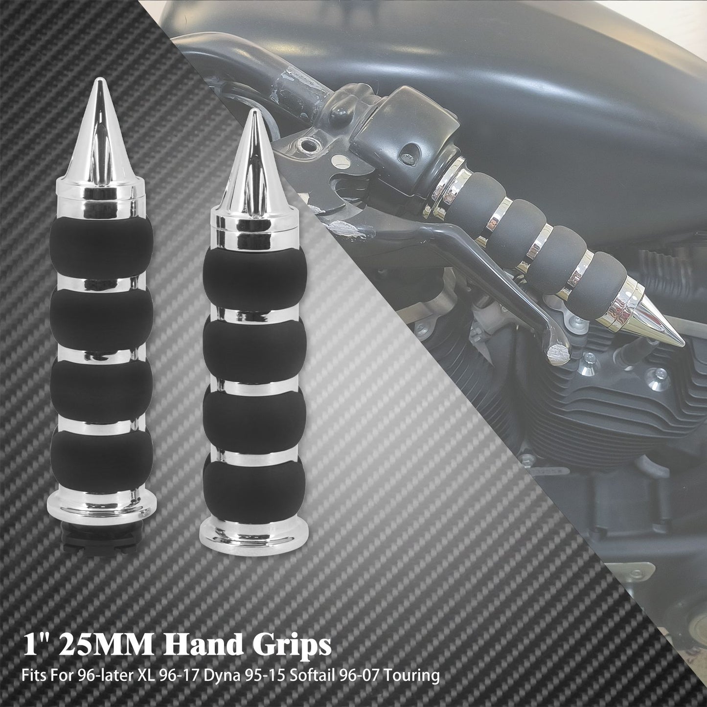 Manoplas de Guidão de Moto 1" 25mm Universal Para Harley Sportster XL1200 Touring Street Glide FLHR Dyna FXDL FLS