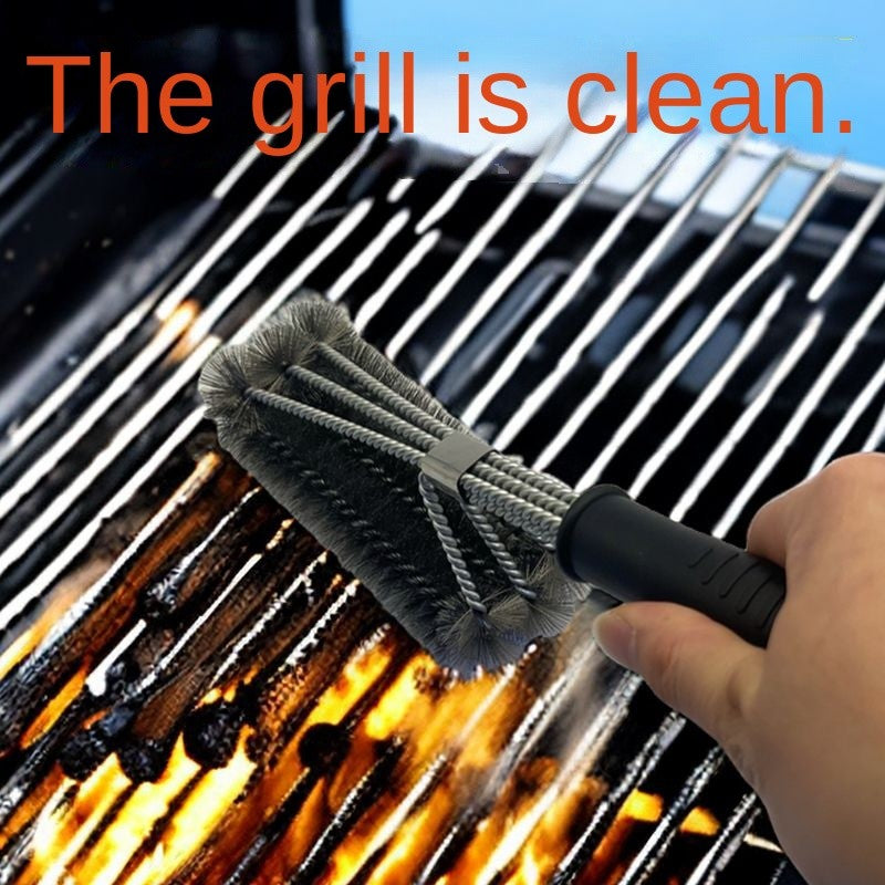Barbecue Grill Cleaning Steel Brush - Handle Design Wire Brush for Grills/Ovens, Perfect for Kitchen Indoor & Outdoor BBQ Use