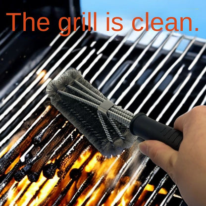 Barbecue Grill Cleaning Steel Brush - Handle Design Wire Brush for Grills/Ovens, Perfect for Kitchen Indoor & Outdoor BBQ Use