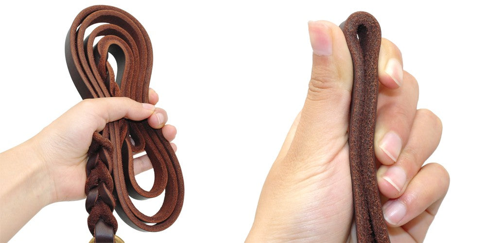 Coleira de Couro Genuíno para Cães Coleiras Longas Trançadas para Passeio e Treinamento de Animais de Estimação Cores Marrom e Preto para Animais de Estimação de Médio e Grande Porte