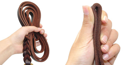 Coleira de Couro Genuíno para Cães Coleiras Longas Trançadas para Passeio e Treinamento de Animais de Estimação Cores Marrom e Preto para Animais de Estimação de Médio e Grande Porte