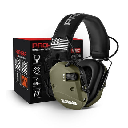 PROHEAR Shooting Electronic Ear Protection 5X Sound Amplification 4 Omnidirectional Microphones Noise Reduction Hunting Earmuffs