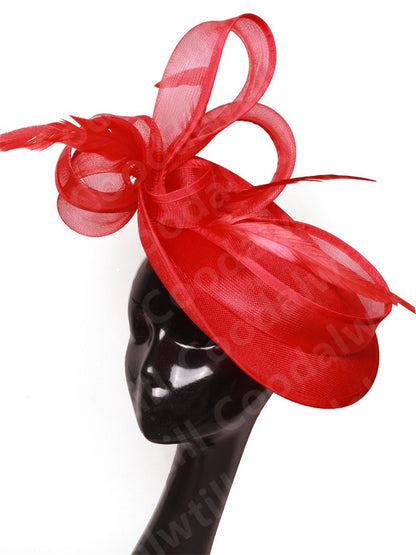 Noiva Casamento Malha Fascinators Chapéu Igreja Senhoras Mulheres Derby Chapéu Grande Fascinator Festa Evento Enfeite de Cabeça Noiva Casamento Pillbox Cap