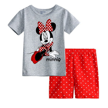 Summer Kids Pyjamas Children Sleepwear Baby Set Elsa Girls Minnie Short sleeved Pijamas Cotton Nightwear Clothes Pajamas Sets