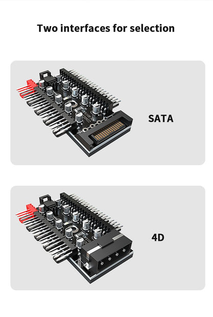TEUCER 1 to 10 PWM Fan HUB 4PIN 3PIN 12V Splitter Cable Splitter Desktop Computer Cooling Fan Extension Adapter