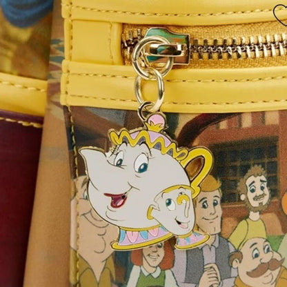 Bolsa Mini Mochila Loungefly A Bela e a Fera Série Princesas Cogsworth ?Lumiere Chip? Cosplay