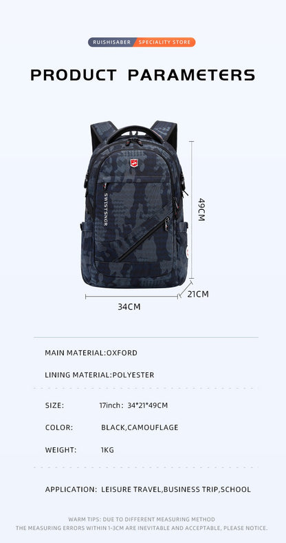 2025 New Waterproof Man Backpack Fit 17inch Laptop USB Charging Backpack Women Oxford Travel Male Bag Vintage School Bag Mochila