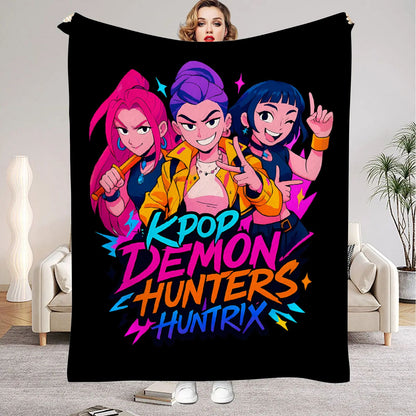 kpop Demon Hunters Huntrix Cobertores Qualidade Macio Quente Manta Cobertor Inverno Crianças Sofá Cama Fofo Colcha