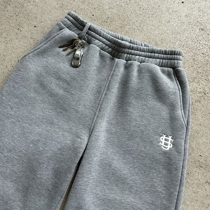 Calça de Moletom Outono com Cordão e Zíper Cor Sólida Casual High Street Hip-Hop Rap Street Estilo Y2K Cintura Alta