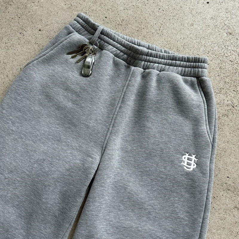 Calça de Moletom Outono com Cordão e Zíper Cor Sólida Casual High Street Hip-Hop Rap Street Estilo Y2K Cintura Alta
