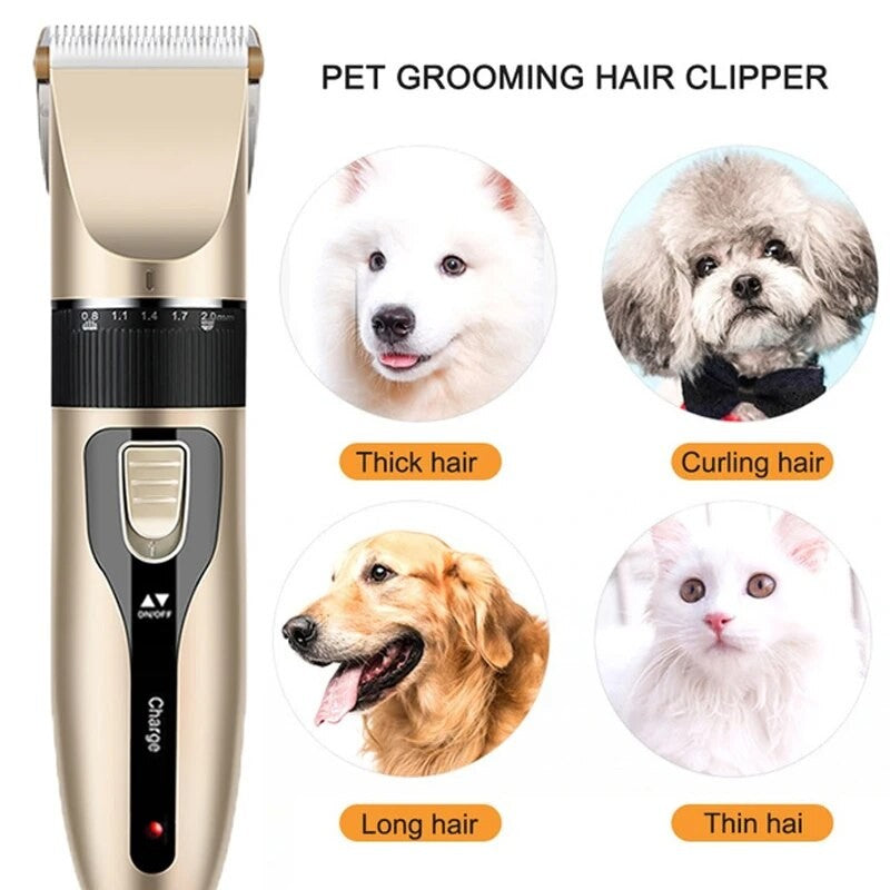 Máquina de Tosa para Cães e Gatos, Tosquiadeira para Animais de Estimação (Cães/Gatos/Coelhos), Aparador de Pelo, Barbeador, Conjunto Profissional Recarregável sem Fio