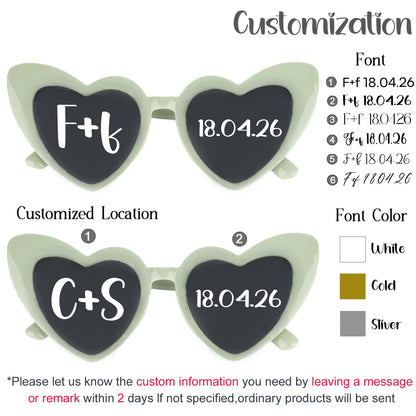 12-120Pcs Custom Wedding Sunglasses Personalised Heart Shaped Sunglasses Wedding Party Favors for Guest Date Initials Custom