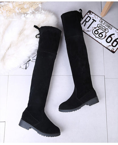 Winter women new knee high boots Outdoor suede antislip shoe Roundtoe casual elastic boot Comfortable fashion ladies shoes Botas