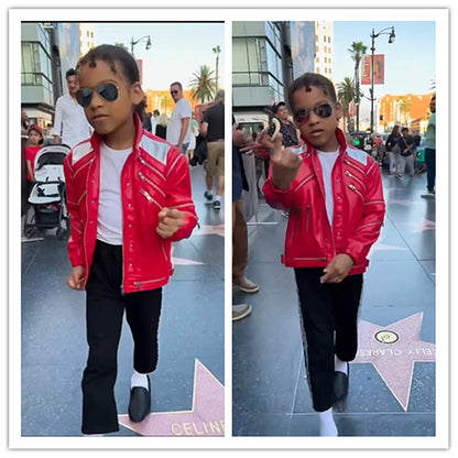 Punk Red Zipper Michael Casual Costumes America Fashion Style Jacket Outwear Imitation