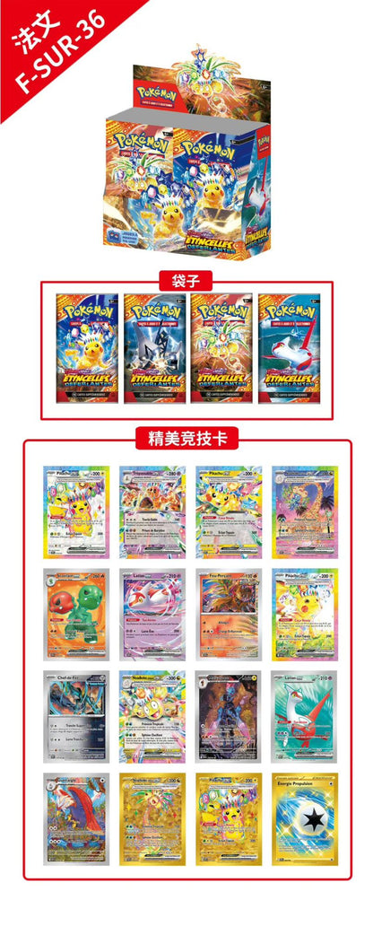 360 Cartas Pokémon Francesas Surging Sparks Obsidian Flames Brilliant Stars Lost Origin Pacote de Batalha de Cartas de Transação Pokémon