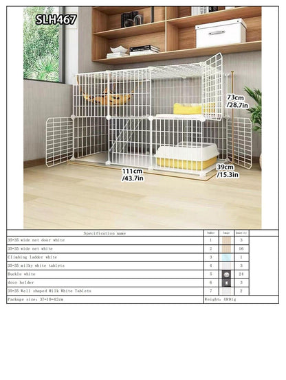 Grande Gaiola de Gato para Uso Doméstico, Vila de Gatos Gigante Interna, Estrutura de Escalada para Gatos com Espaço Livre de Várias Camadas, Casa de Gatos Luxuosa, Casa de Gatos