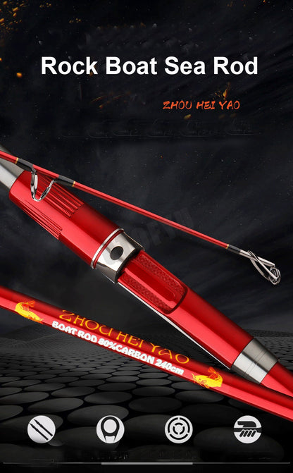 1.8M 2.1M  2.4M Portable 3-Piece Fishing Rod Travel Surf Saltwater Carbon Spinning Rod 30-50lb Boat Jigging Trolling Fishing Rod