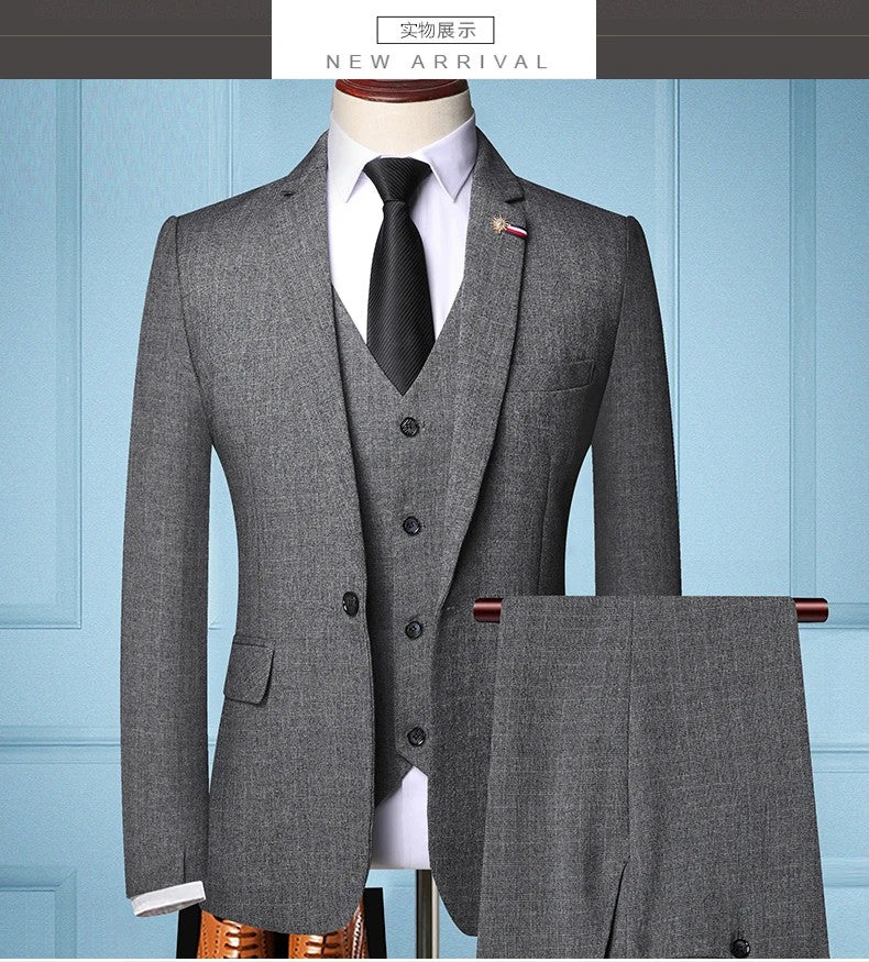 Traje De Hombre Elegante (Blazer+Vest+Pants) Men's Fashion Business Casual Slim Fit Wedding Business Suit Elegant Man Suit 6XL