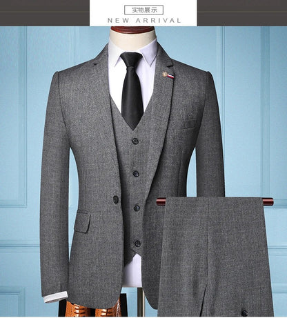 Traje De Hombre Elegante (Blazer+Vest+Pants) Men's Fashion Business Casual Slim Fit Wedding Business Suit Elegant Man Suit 6XL